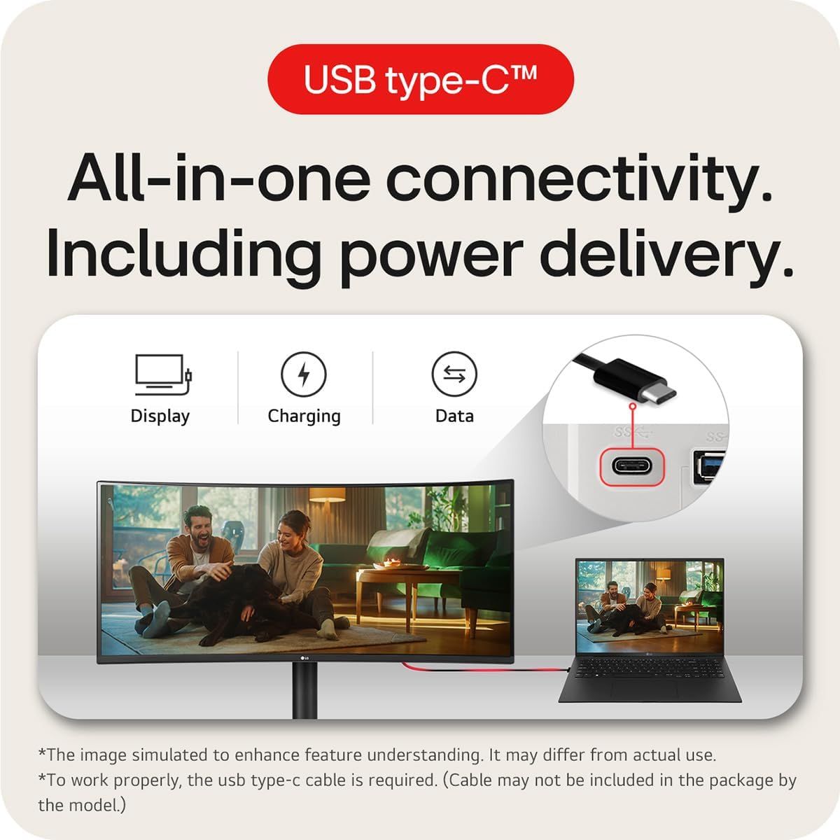 LG UltraWide 34" 100Hz Quad HD Curved Monitor with USB-C 65W Power Delivery HDR10