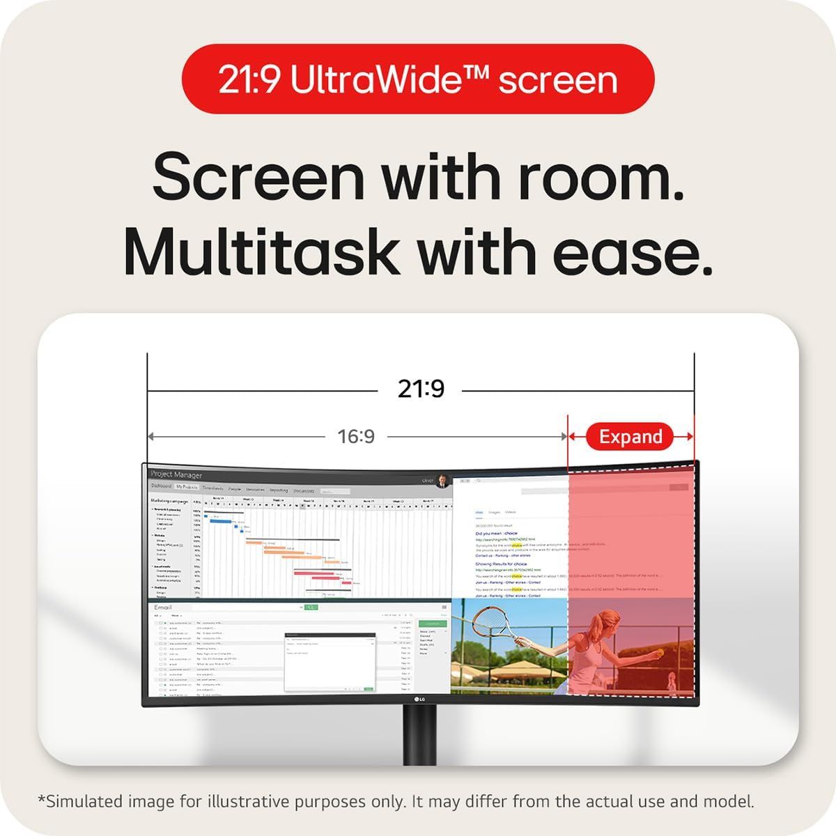 LG UltraWide 34" 100Hz Quad HD Curved Monitor with USB-C 65W Power Delivery HDR10
