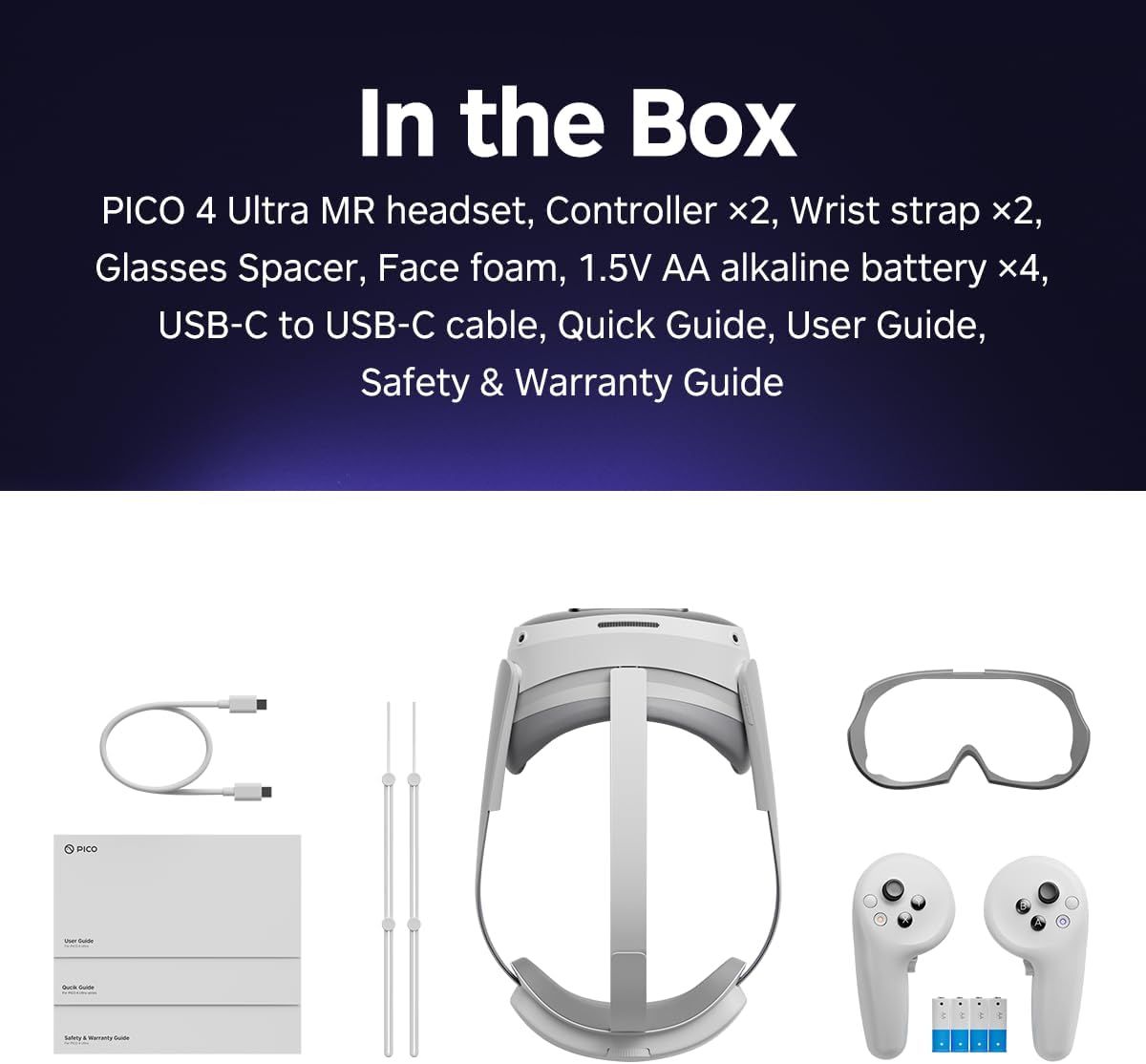 Pico 4 Ultra VR Headset Snapdragon XR2 Gen 2 12GB RAM 256GB Storage PicoOS White