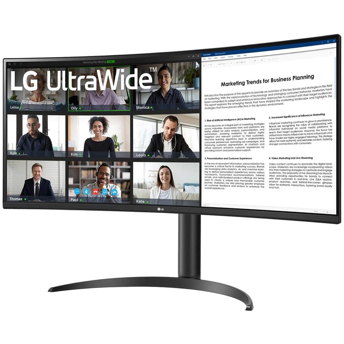 LG UltraWide 34" 100Hz Quad HD Curved Monitor with USB-C 65W Power Delivery HDR10