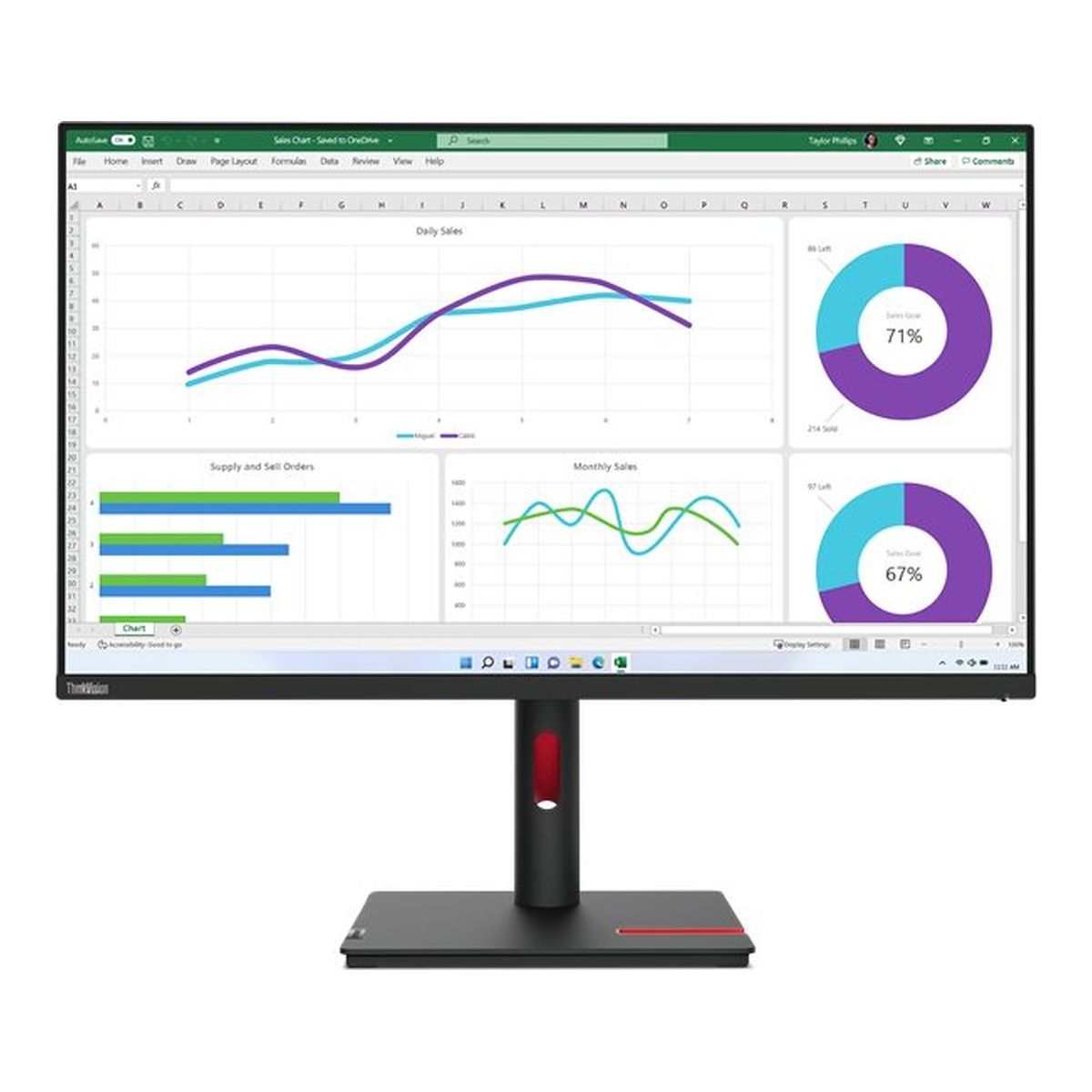 Lenovo ThinkVision T32h-30 31.5-inch QHD IPS Monitor 90W USB-C
