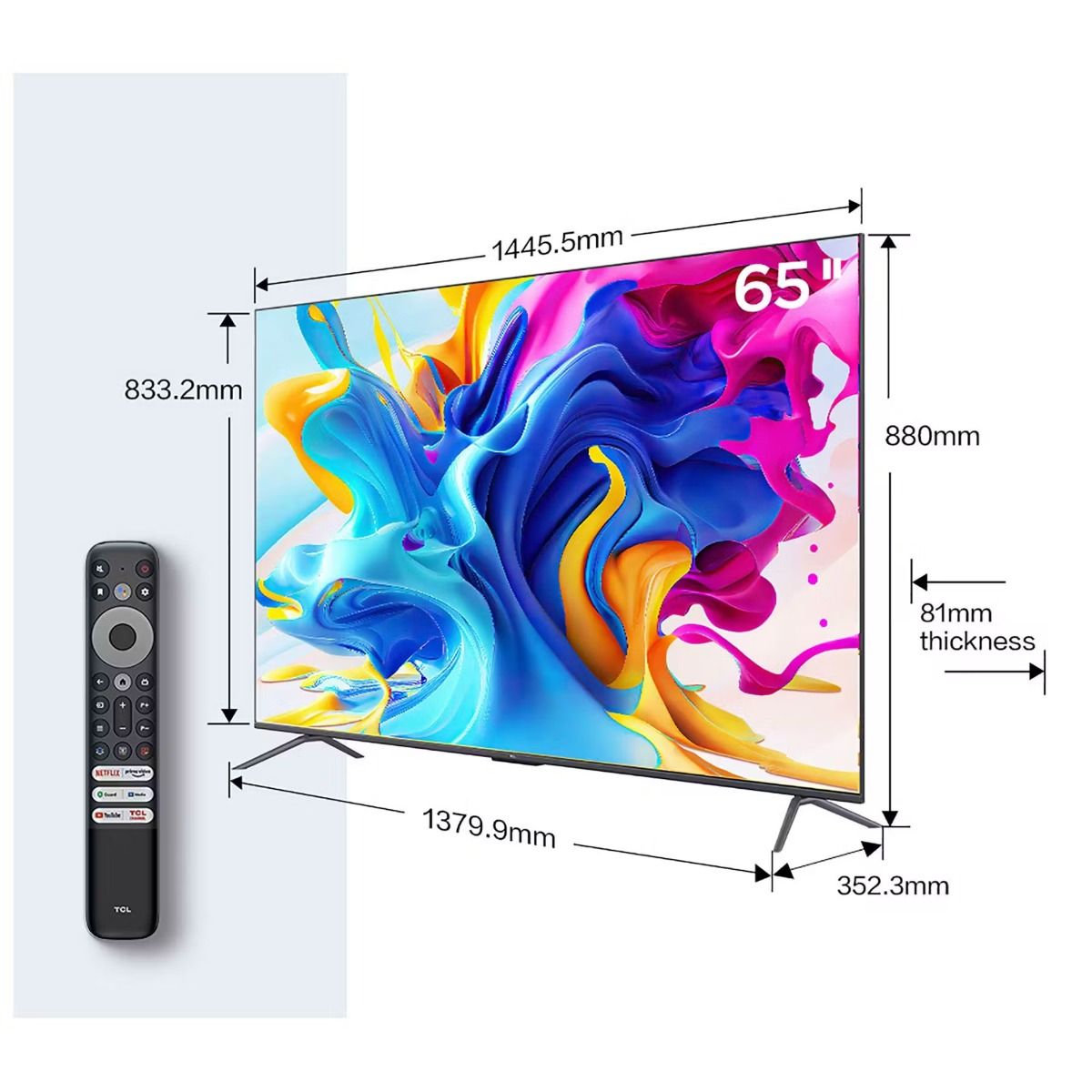 TCL 65C645K 65" QLED Smart TV 4K Ultra HD Dolby Vision and Atmos Android TV