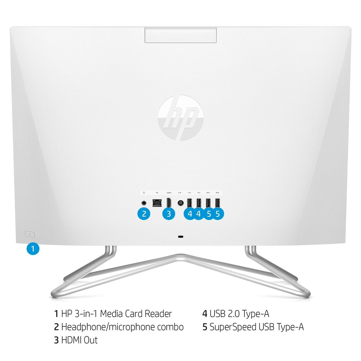 HP 22-dd0003na 21.5" Pentium Silver J5040 4GB 128GB SSD Win 11 Home Snow white