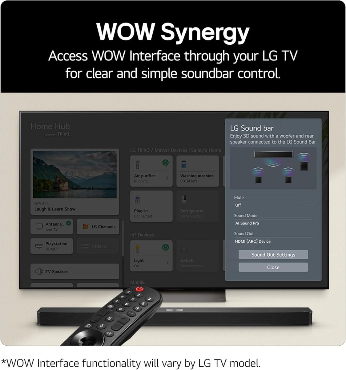 LG US95TR Soundbar with Surround Sound And Rear Speakers Wireless Subwoofer