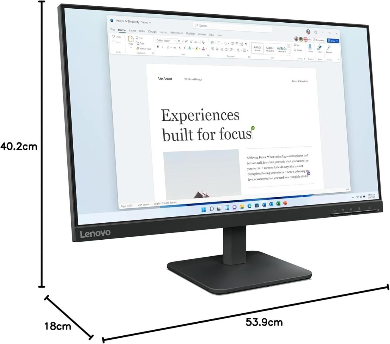 Lenovo L24-4e23.8" Full HD IPS Monitor 100Hz Refresh 4ms Black