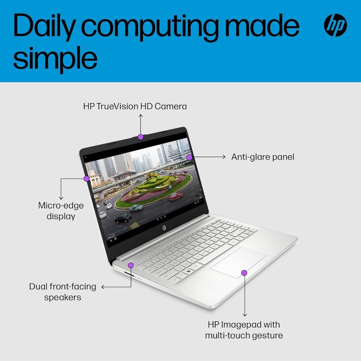 HP 14s-dq5503sa 14" Full HD Laptop Intel Core i3 8GB RAM 128GB SSD Silver