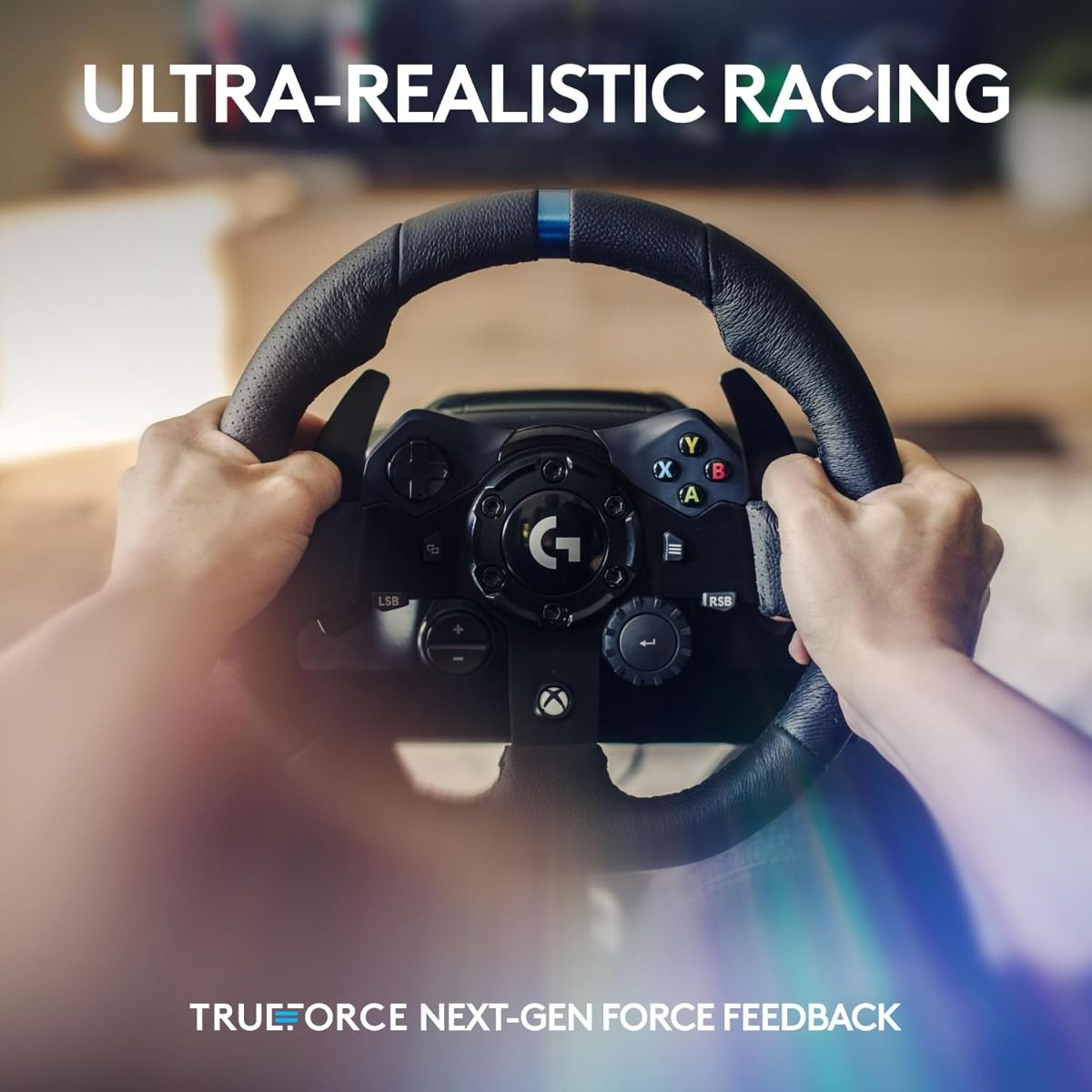 Logitech G923 Racing Wheel and Pedals Dual Clutch Launch TRUEFORCE Force Feedback