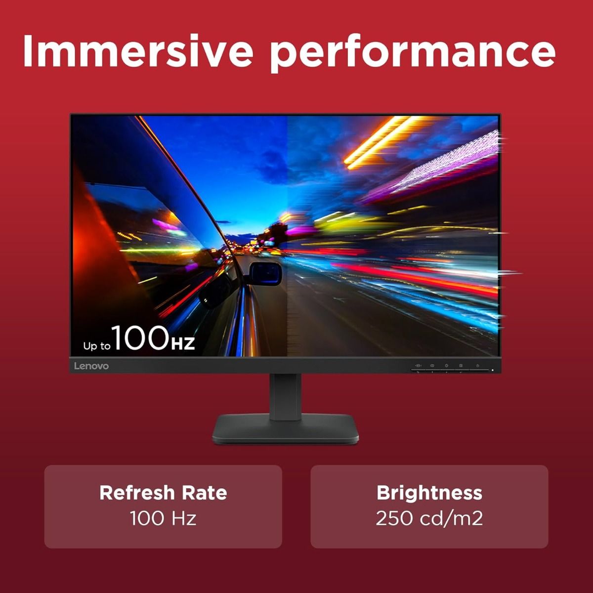 Lenovo L24-4e23.8" Full HD IPS Monitor 100Hz Refresh 4ms Black