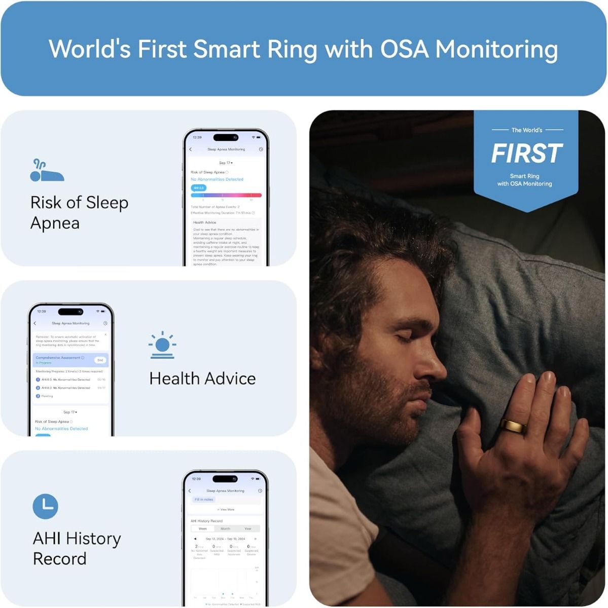 RingConn Smart Ring Gen 2 Size 7 Gold with Charging Case and Sleep Apnea Monitoring