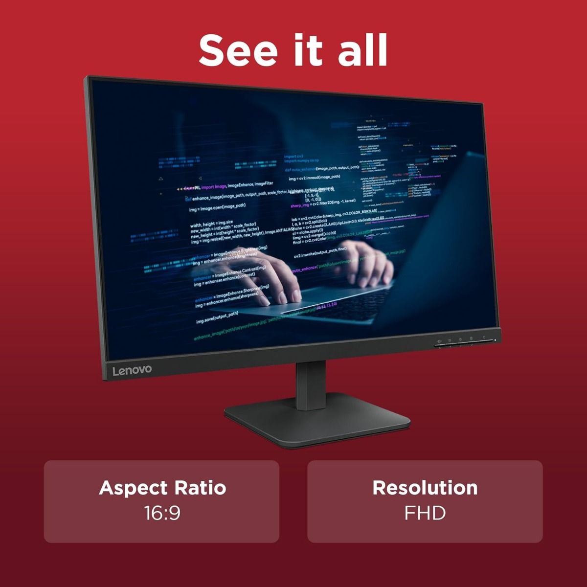 Lenovo L24-4e23.8" Full HD IPS Monitor 100Hz Refresh 4ms Black