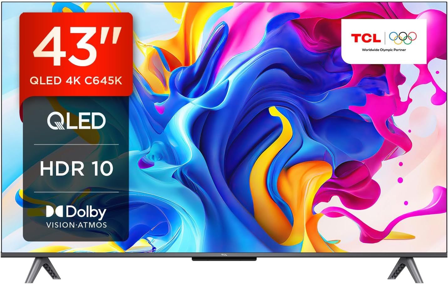 TCL 43C645K 43" QLED Smart TV 4K Ultra HD Dolby Vision and Atmos Android TV