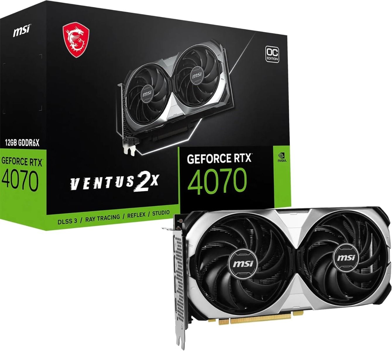 MSI GeForce RTX 4070 Ventus 2X E OC 12GB GDDR6X Graphics Card