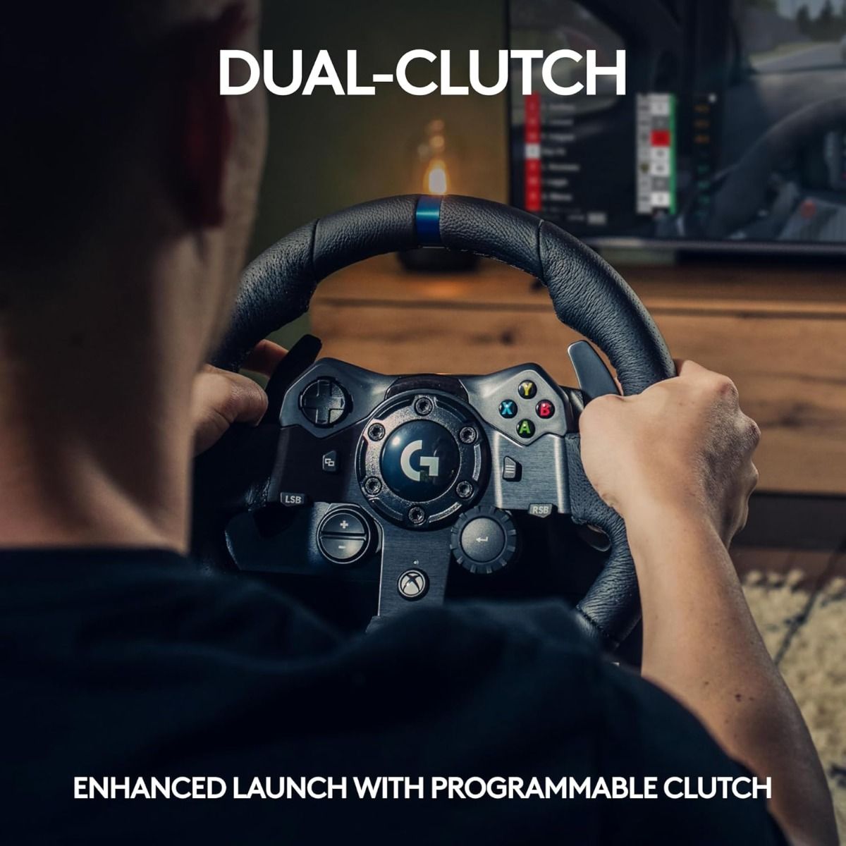 Logitech G923 Racing Wheel and Pedals Dual Clutch Launch TRUEFORCE Force Feedback