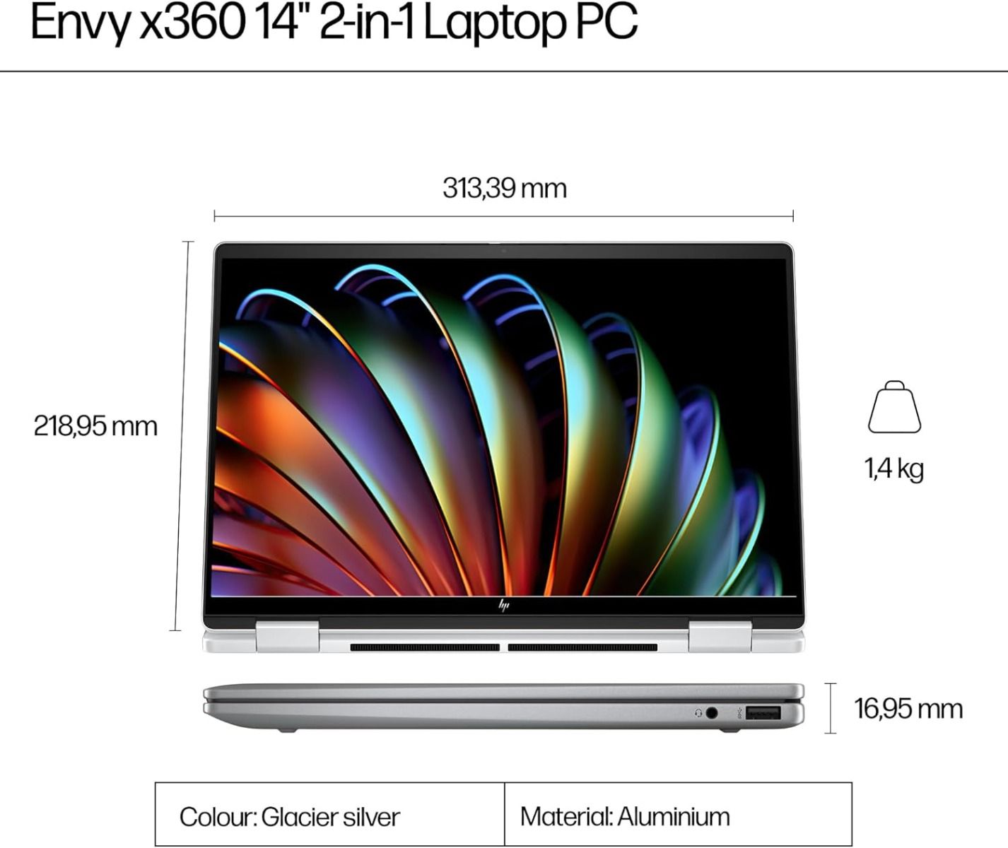 HP Envy x360 14-fa0501sa 14" 2-in-1 Laptop AMD Ryzen 7 16GB RAM 512GB SSD