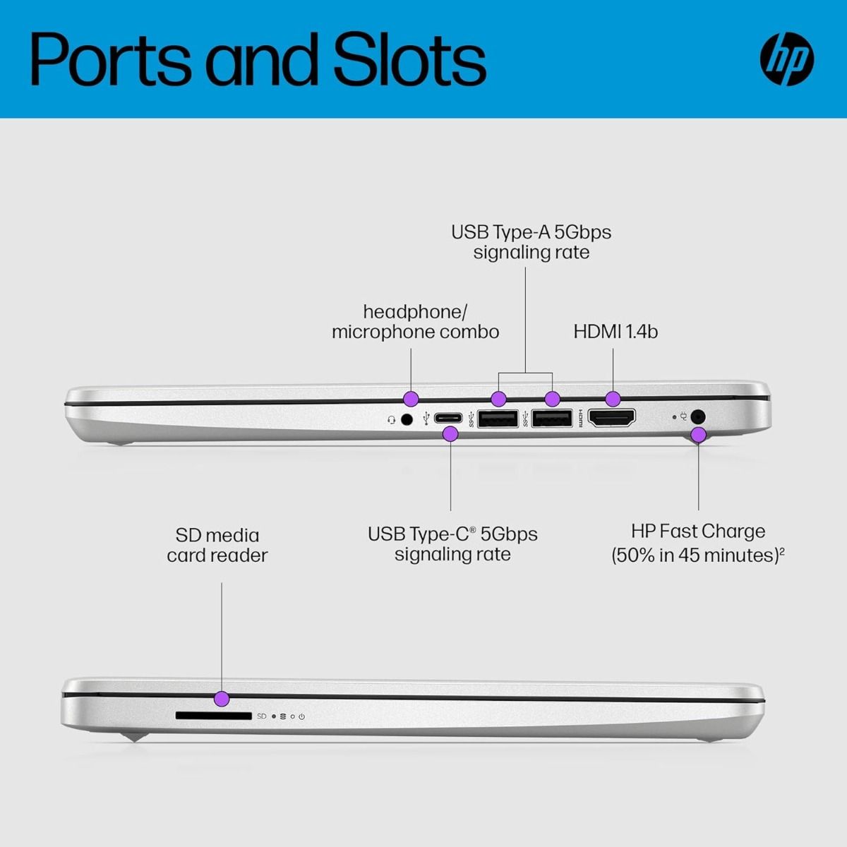 HP 14s-dq5013na 14" Full HD Laptop Intel Core i3 4GB RAM 128GB SSD Silver