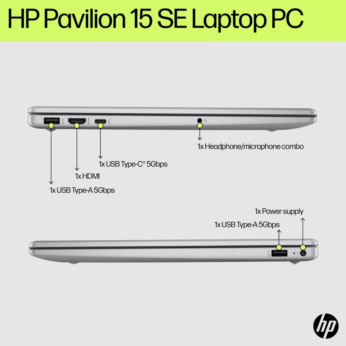HP 15-fd0073na Laptop 15.6" Full HD Laptop Intel i3-N305 8GB RAM 512GB Silver
