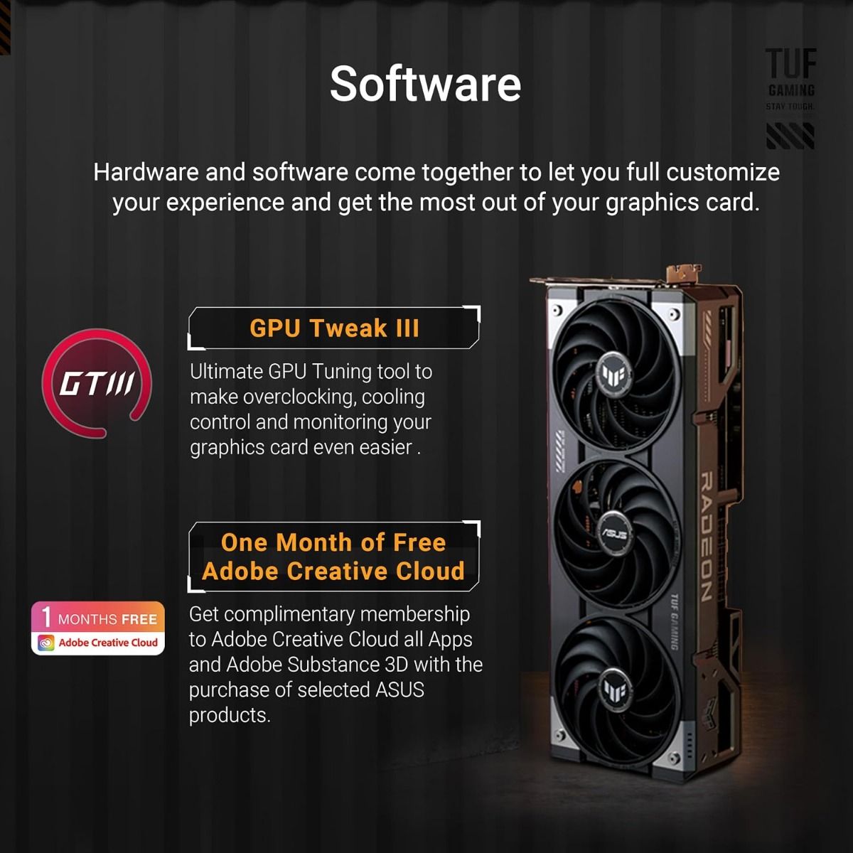 ASUS TUF Gaming Radeon RX 9070 XT OC 16GB GDDR6 Graphics Card 3080MHz