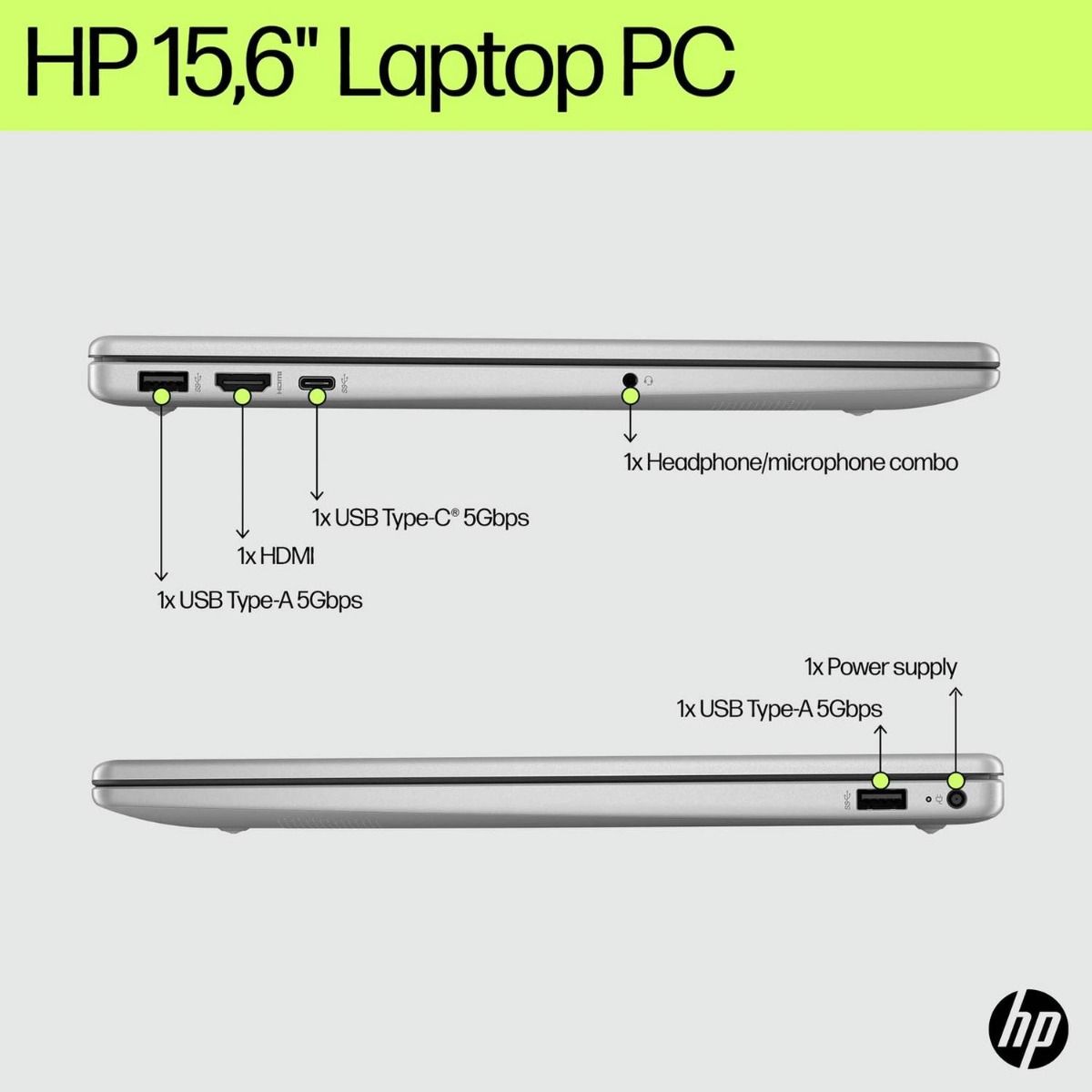 HP 15-fd0001na 15.6" Core i5-1334U 16GB RAM 512GB SSD Win 11 Home Natural silver