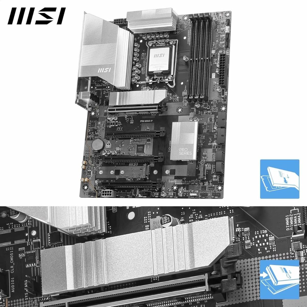 MSI PRO B860-P Motherboard PCIe 5.0 LGA1851 Intel Socket