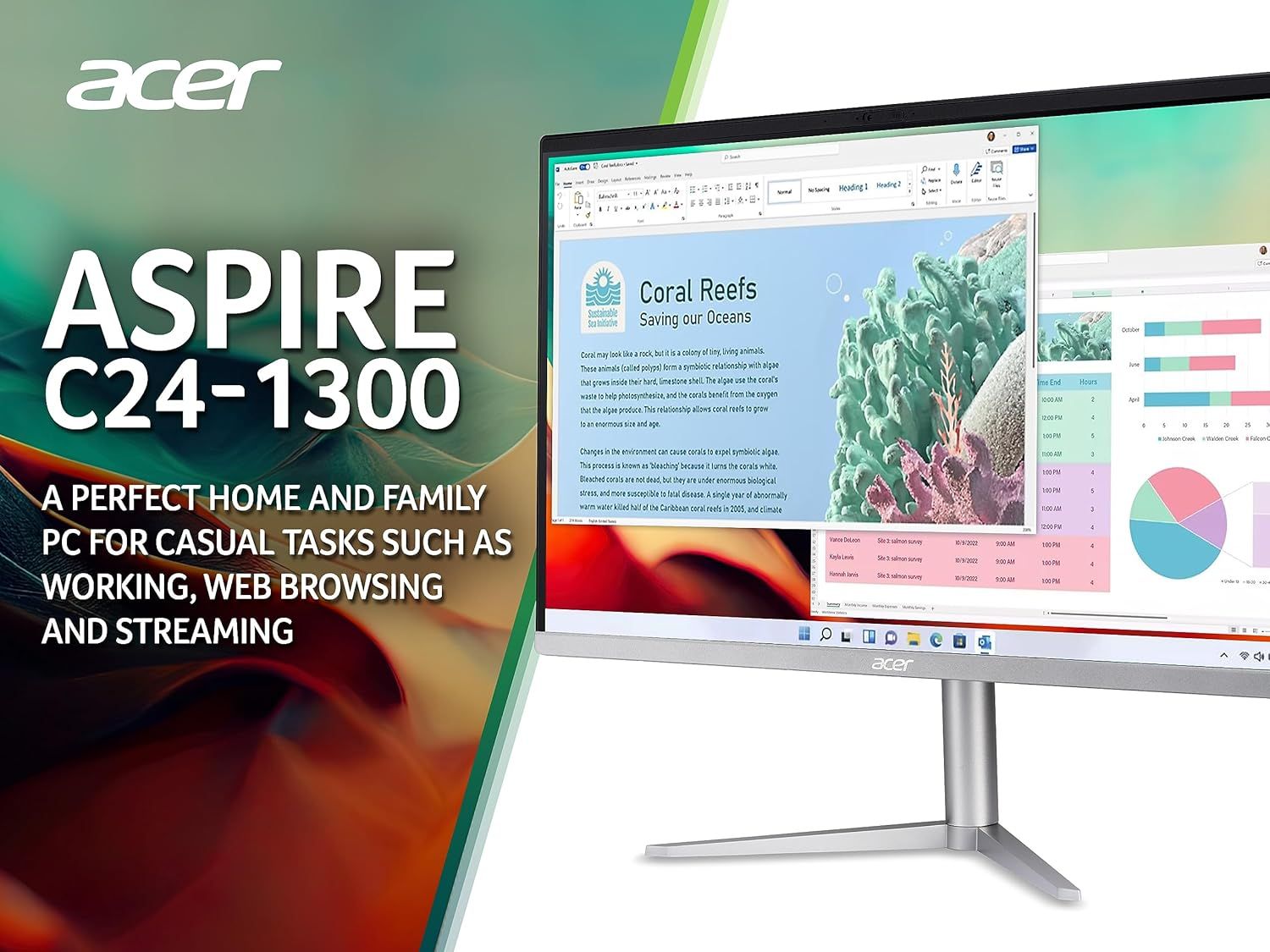 Acer Aspire C24-1300 All-In-One 23.8" FHD AMD Ryzen 5 8GB RAM 1TB SSD