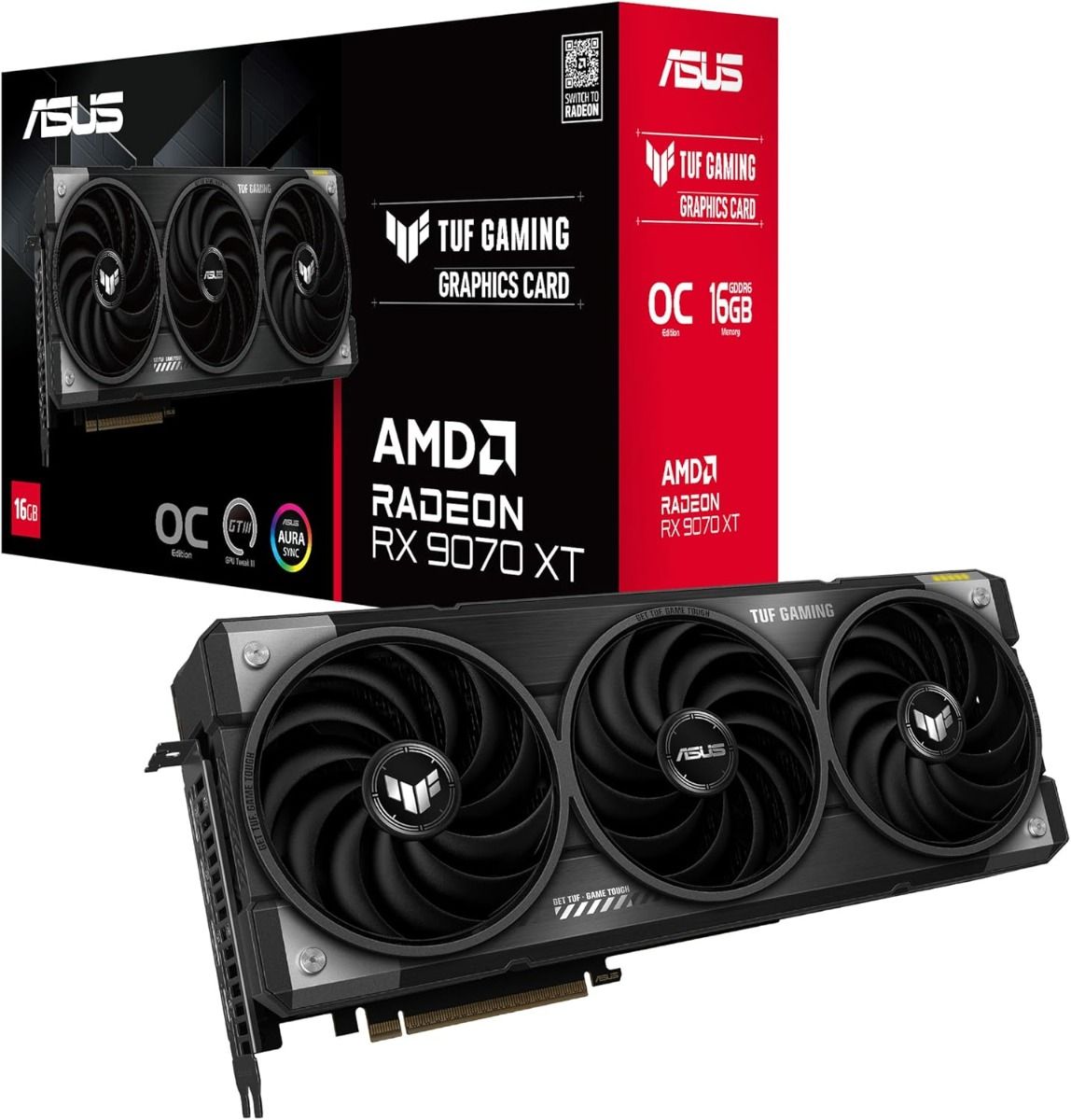 ASUS TUF Gaming Radeon RX 9070 XT OC 16GB GDDR6 Graphics Card 3080MHz