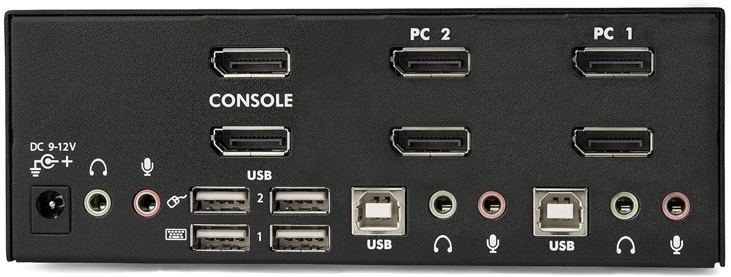 StarTech 2-Port DisplayPort Dual-Monitor KVM Switch 4K 60Hz Shared USB HUB