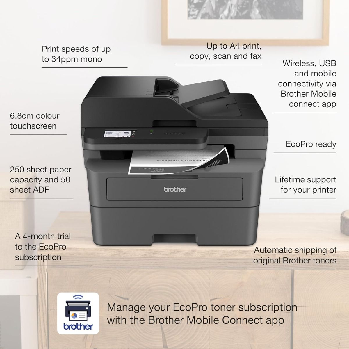 Brother MFC-L2860DWE All-In-One A4 Mono Laser Printer Black