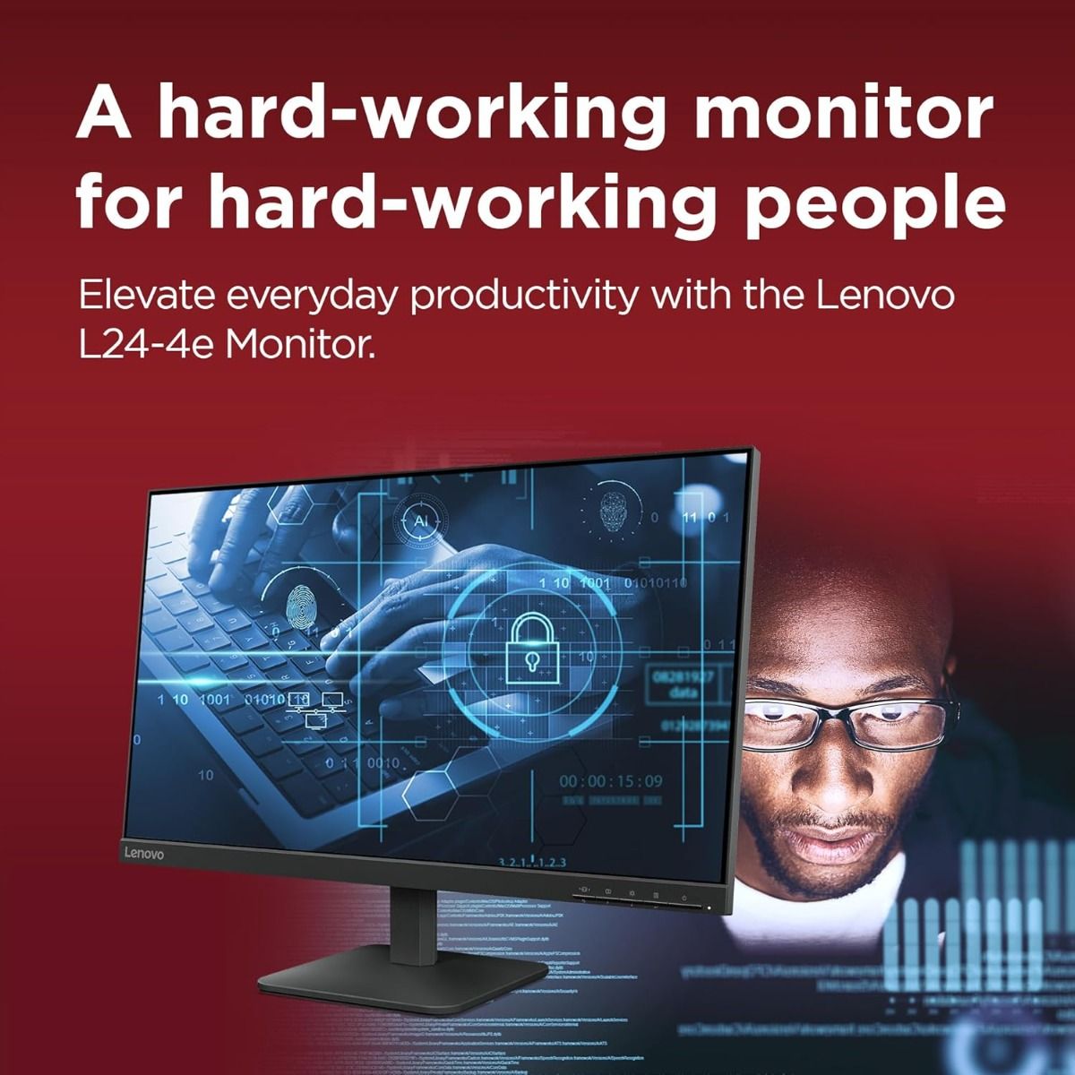 Lenovo L24-4e23.8" Full HD IPS Monitor 100Hz Refresh 4ms Black