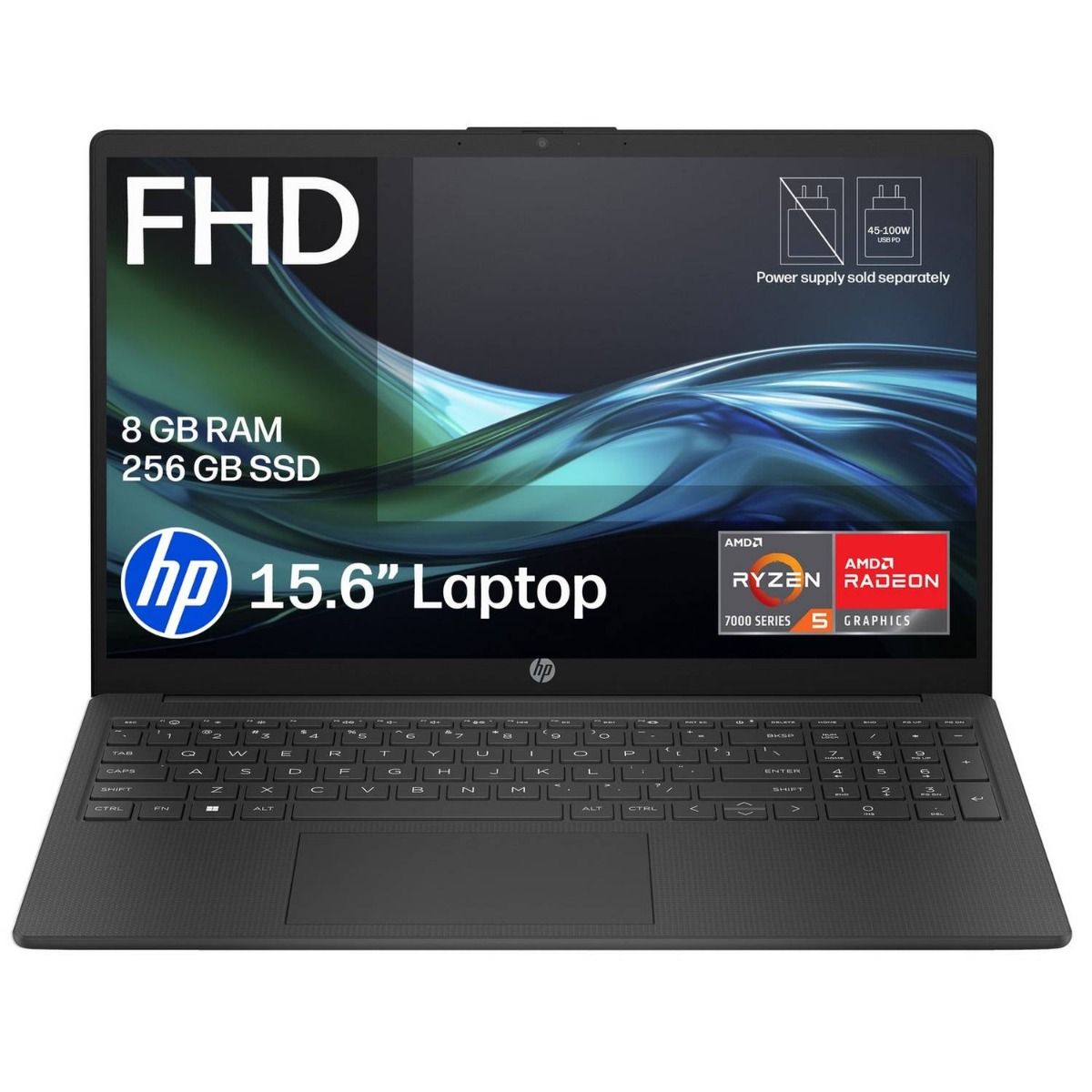 HP 15-fc1002nax 15.6" Ryzen 5 7535HS 8GB RAM 256GB SSD Win 11 Home Jet black