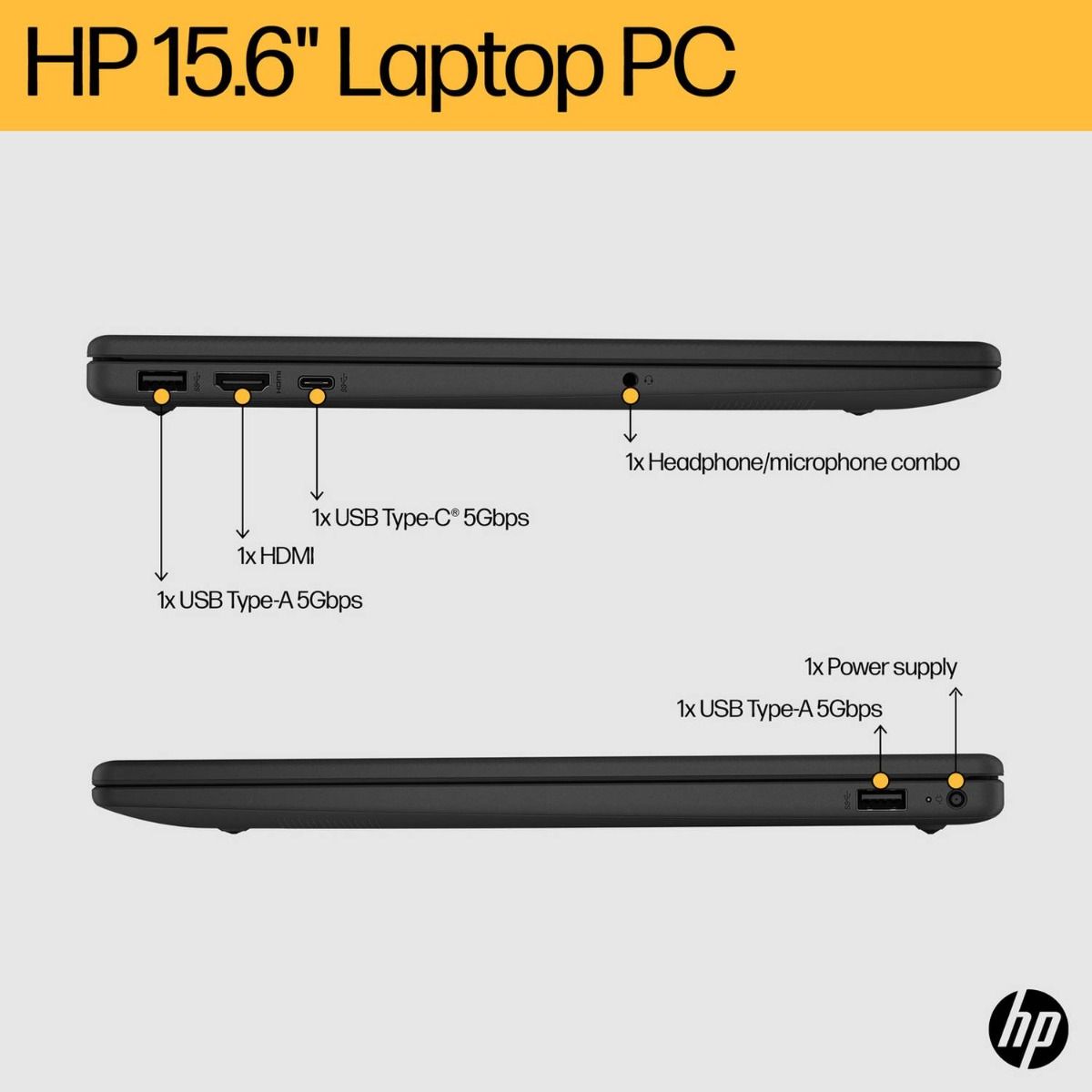 HP 15-fc1002nax 15.6" Ryzen 5 7535HS 8GB RAM 256GB SSD Win 11 Home Jet black