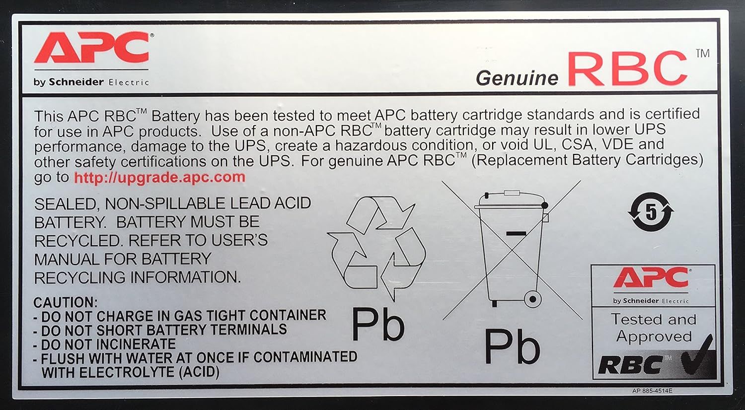 APC RBC106 UPS Lead Acid Battery Cartridge for UPS BE400UK