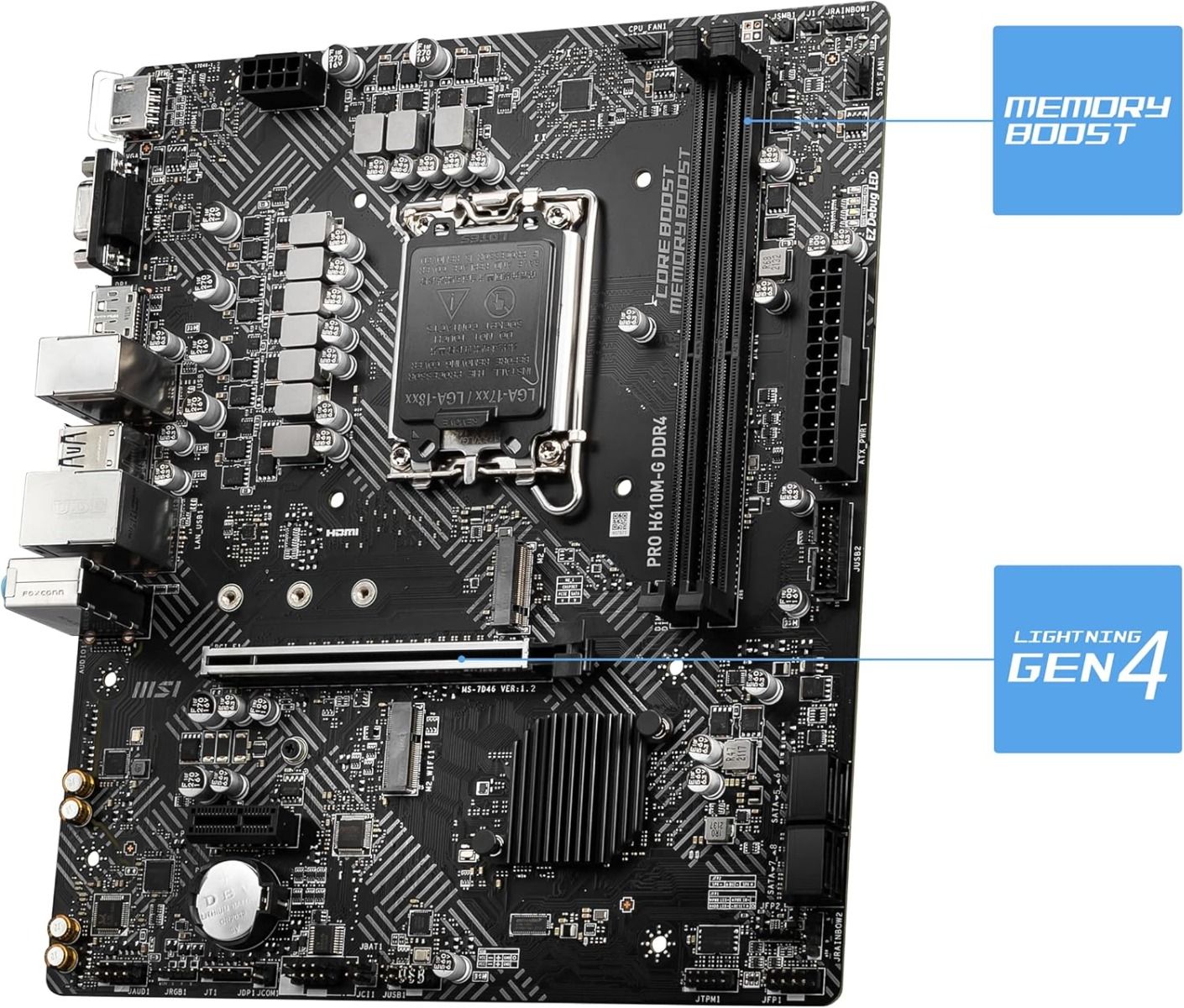 MSI Pro H610M-G Micro ATX Motherboard Processor Socket LGA1700