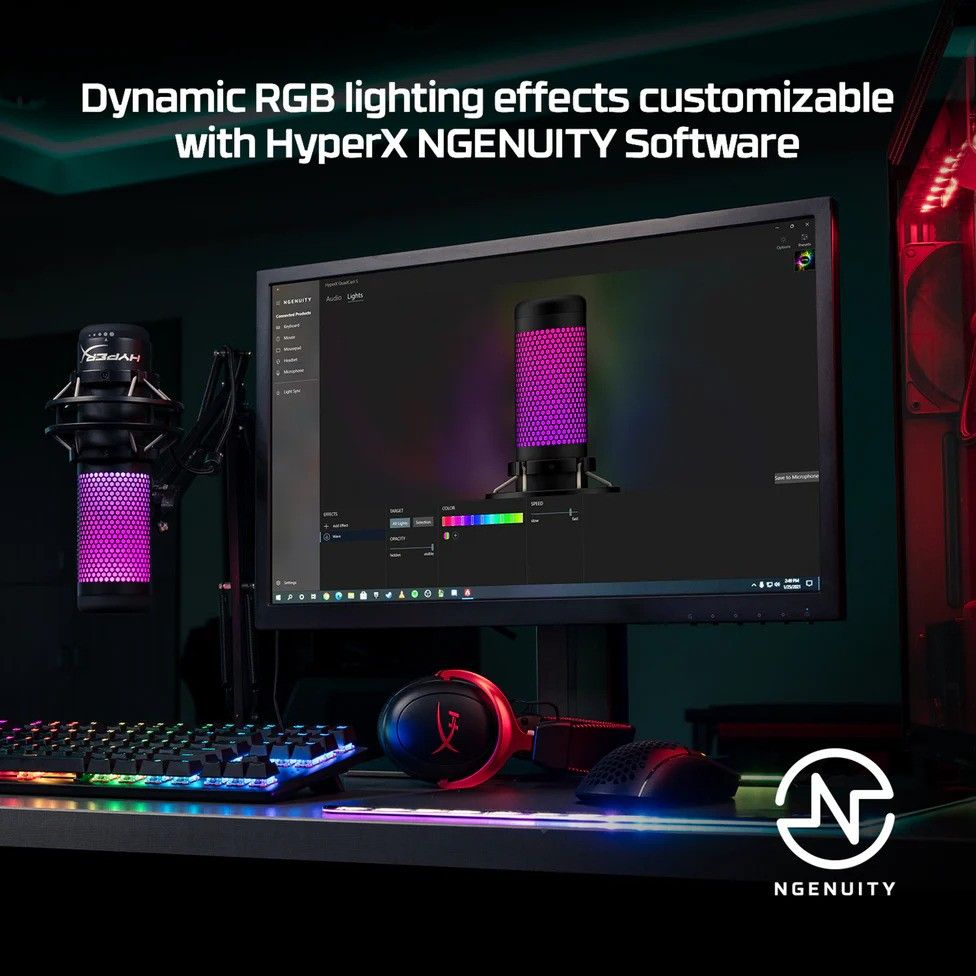 Hyper X QuadCast S USB Microphone RGB Lighting Built In Anti Shock Mount