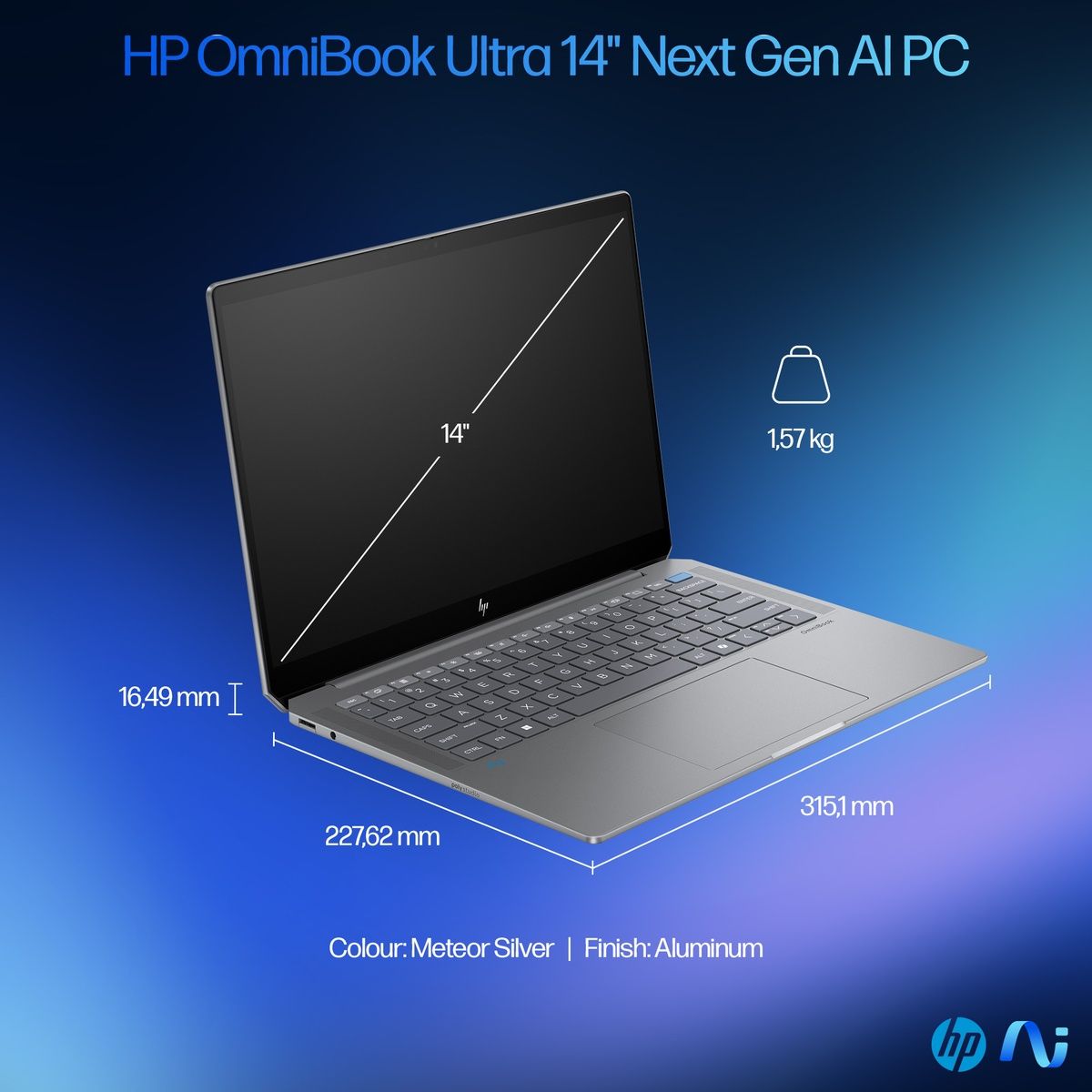 HP OmniBook Ultra 14-fd0001na 14" Ryzen AI 9 365 16GB RAM 1TB SSD Win 11 Home