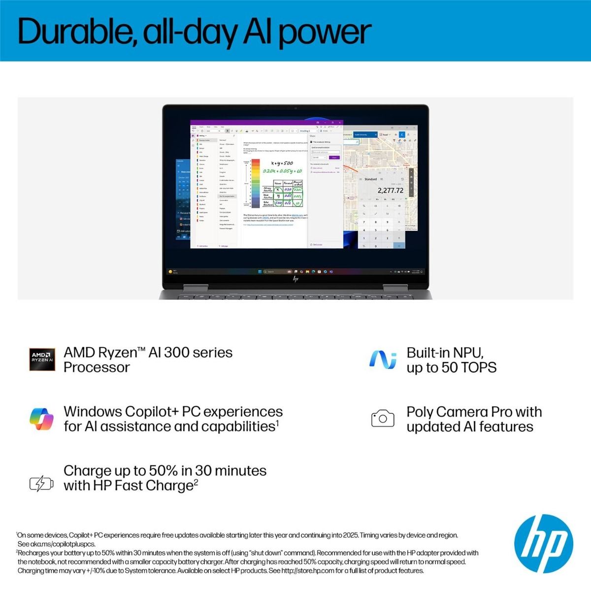 HP OmniBook X Flip AI 14-fk0004na 14" 2-in-1 Laptop Ryzen AI 5 16GB RAM 512GB SSD