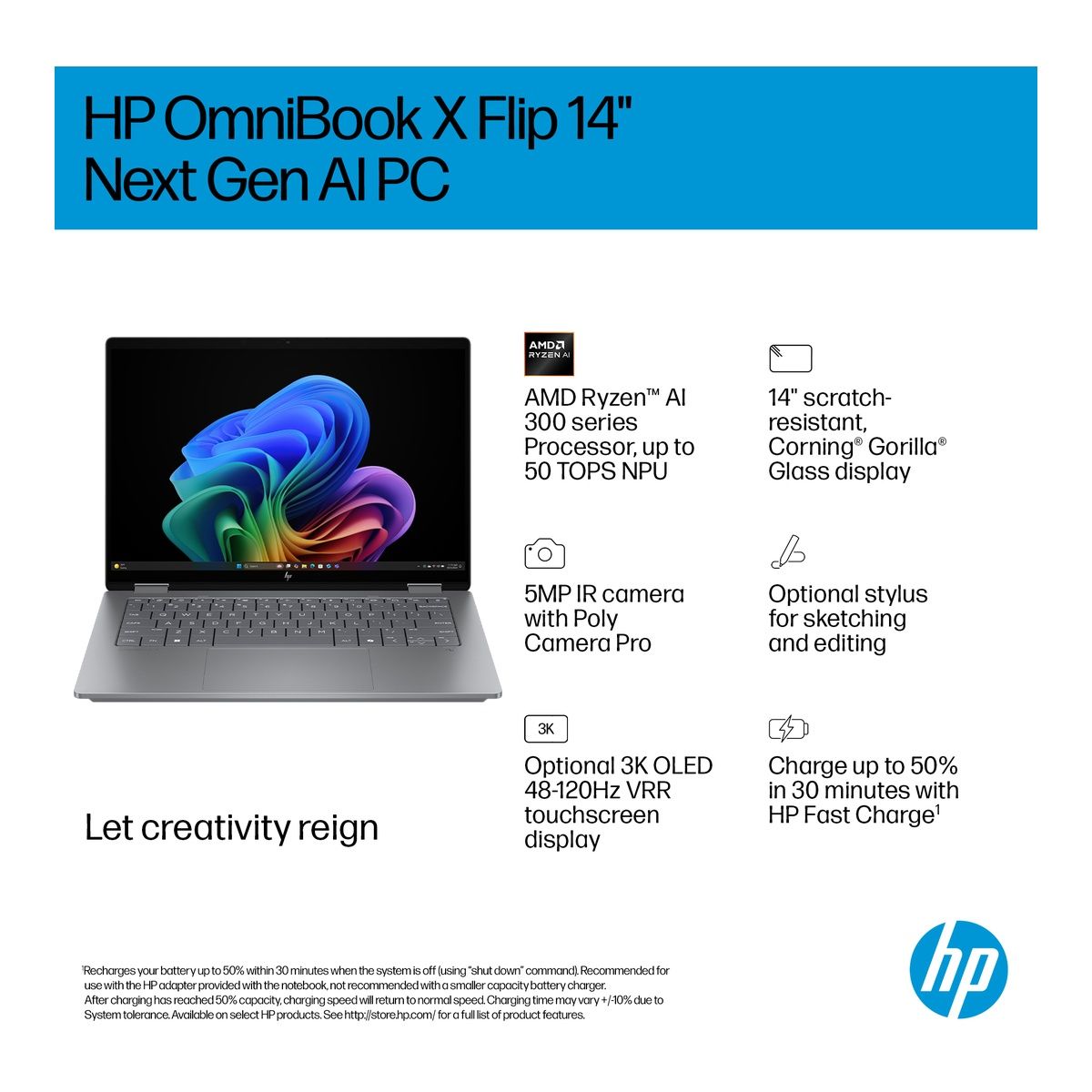 HP OmniBook X Flip 14-fk0007na 14" Ryzen AI 7 350 32GB RAM 1TB SSD Win 11 Home