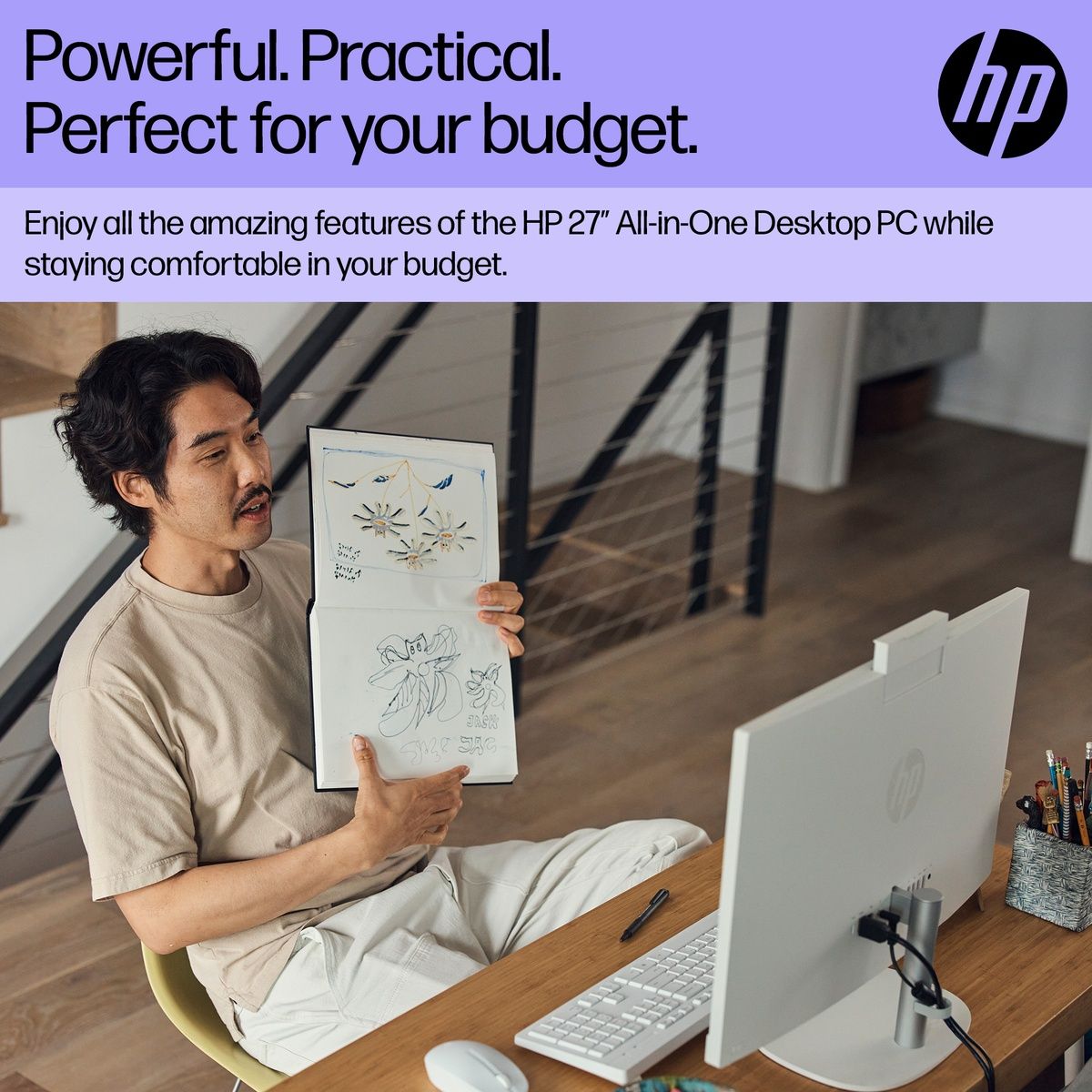HP 27-cr0048na 27" Screen Core i7-1355U 8GB RAM 1TB SSD Win 11 Home Shell white