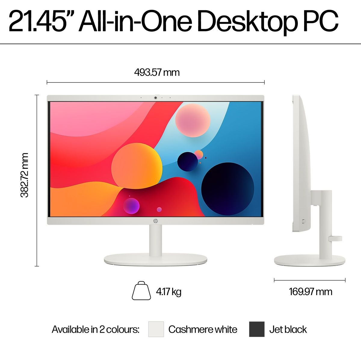 HP 22-dg0015na 21.45" Celeron N100 8GB RAM 128GB SSD Win 11 Home Ceramic white