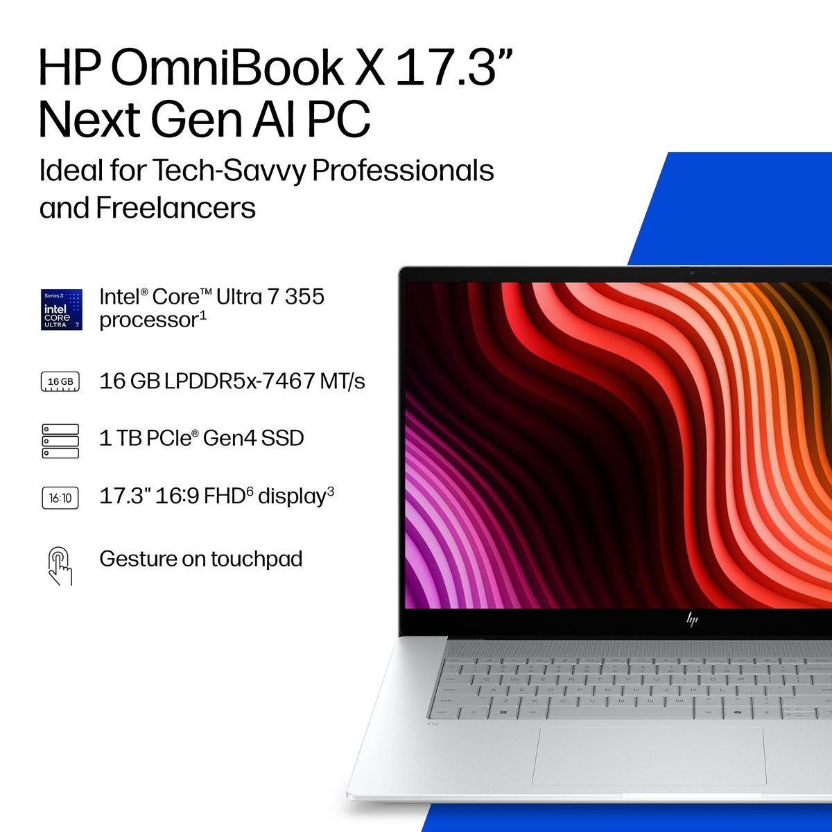 HP OmniBook X 17-de0503na 17.3" Core Ultra 7 355 16GB RAM 1TB SSD Win 11 Home