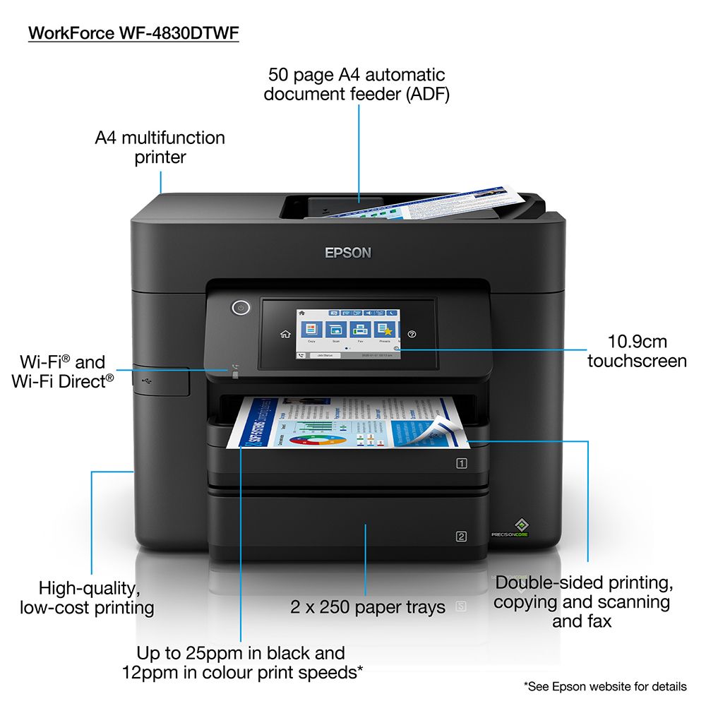 Epson WorkForce Pro WF-4830DTWF A4 Duplex Multifunction Printer