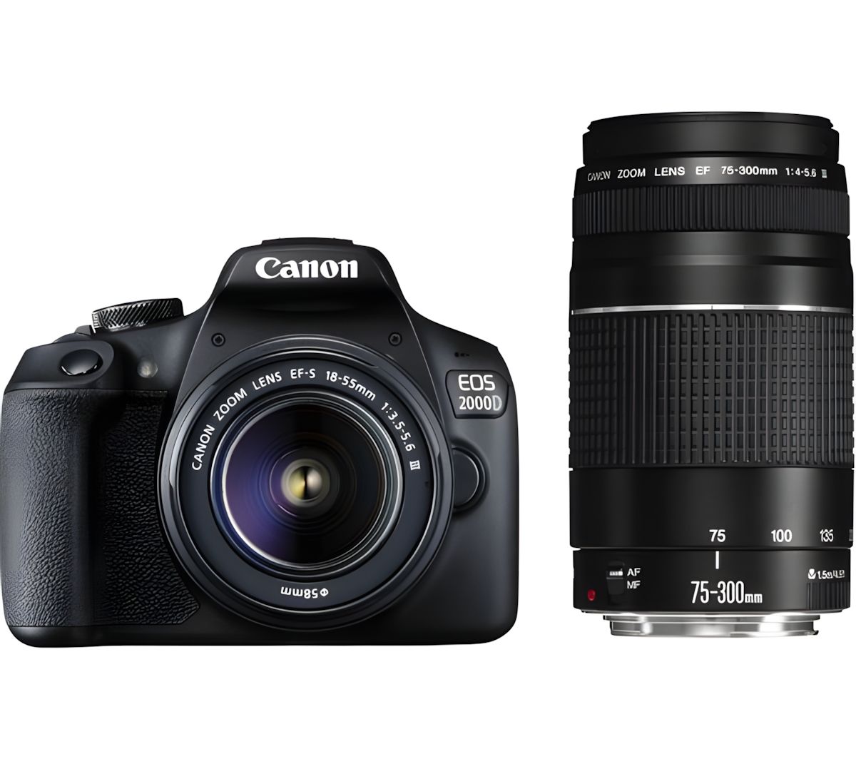 Canon EOS 2000D DSLR Camera with EF-S 18-55mm f/3.5-5.6 III Lens and EF 75-300mm f/4-5.6 III Lens