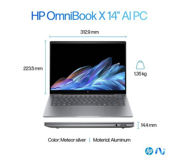 HP Omnibook X 14-fe0501na 14" Touchscreen Laptop Snapdragon X1E 16GB RAM 1TB SSD