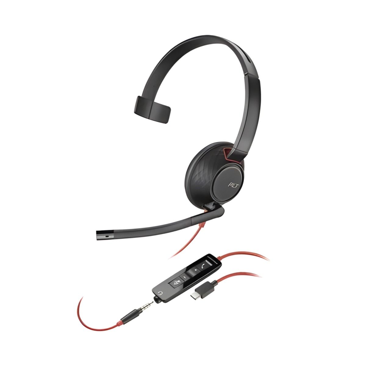 Poly Blackwire 5210 USB C Monaural Headset With Inline Mic Controls