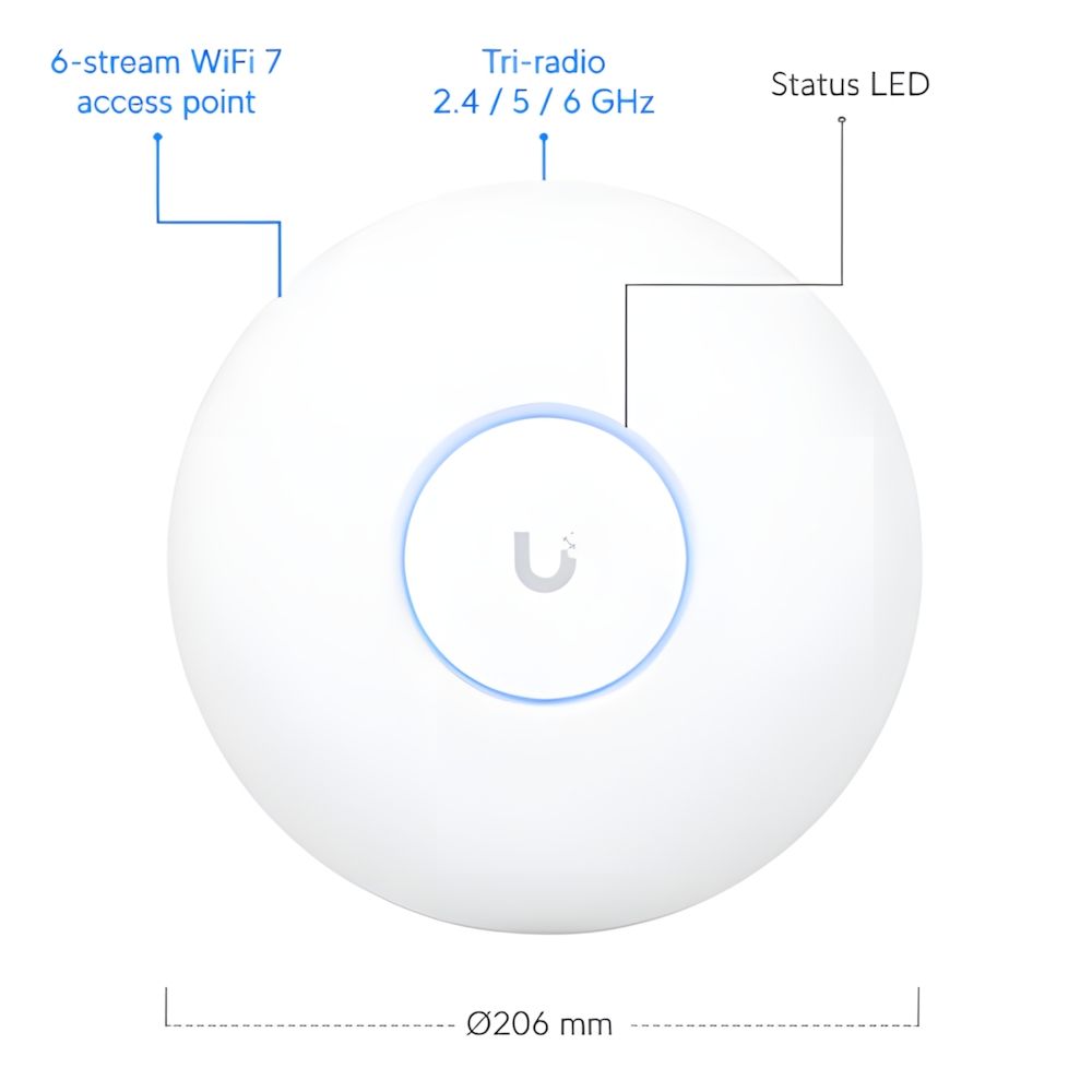Ubiquiti UniFi U7 Pro Access Point WiFi 7 2.5 GbE Ceiling and Wall Mountable