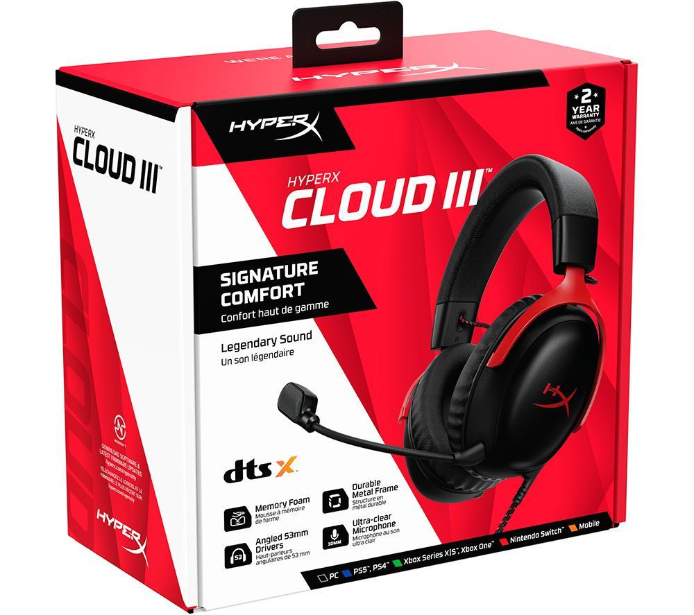 HyperX Cloud III Wired Gaming Headset Black & Red