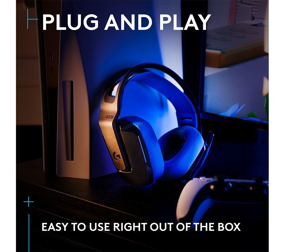 Logitech G535 Wireless Headset 40mm Drivers Memory Foam Earcups - Black & Blue