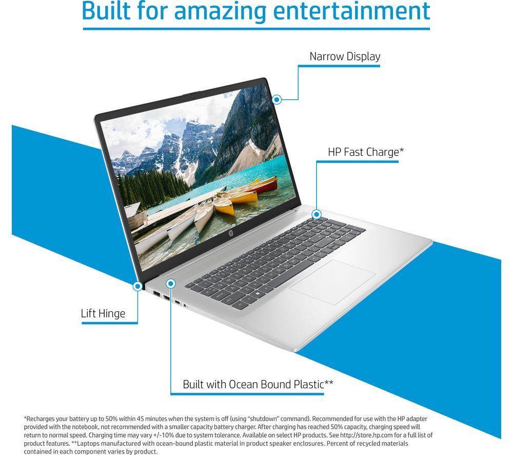 HP 17-cn3501na 17.3" Laptop Intel i3 8GB RAM 512GB SSD Silver