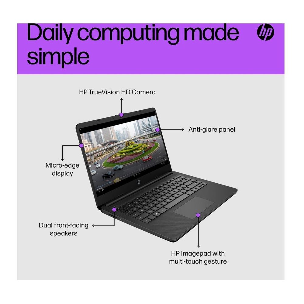 HP 14s-dq3500na 14" Laptop Intel N4500 4GB RAM 64GB Black