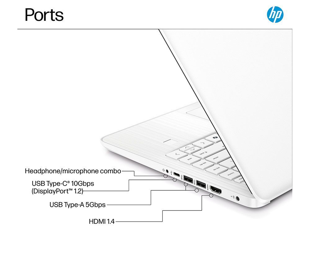 HP 14-dq6500na 14" HD Laptop Intel N150 4GB RAM 128GB White