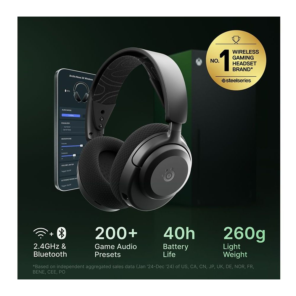 Steelseries Arctis Nova 3X Wireless Gaming Headset for Xbox and PC - Black
